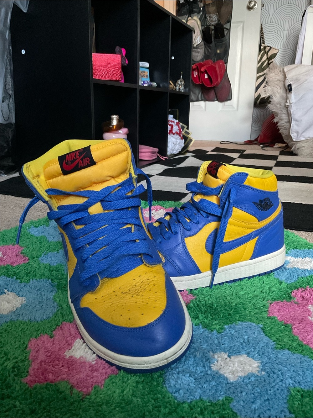 Nike Kids High-Top Sneakers in Blue and Yellow
